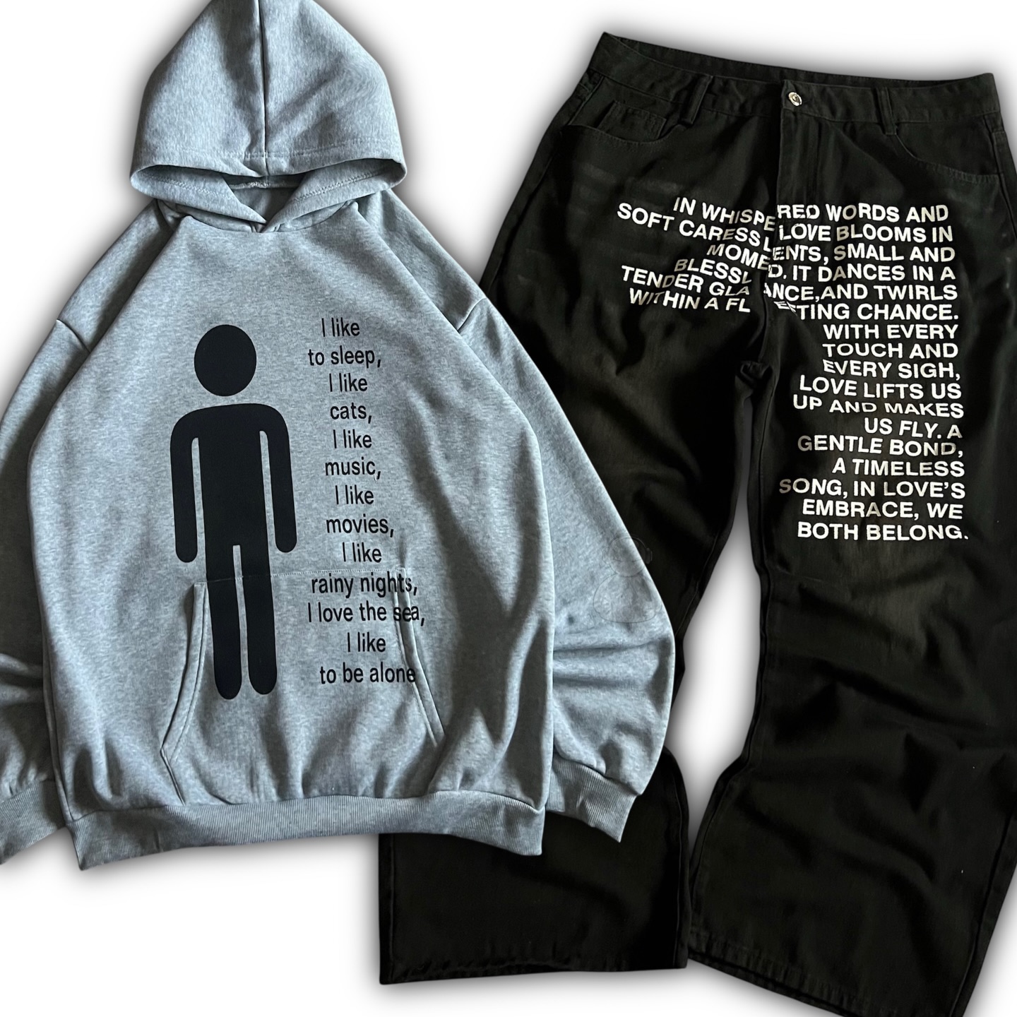Jeans - Amerikaanse patroonletter jeans Y2K heren hoodies