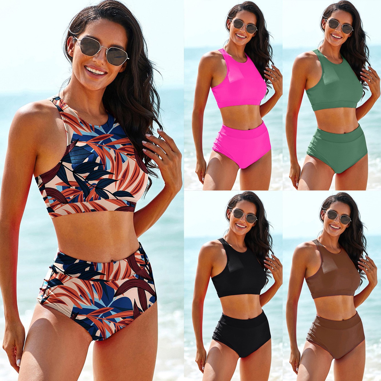 Tops - Damesbadpakken Effen kleur tankini Tropische print