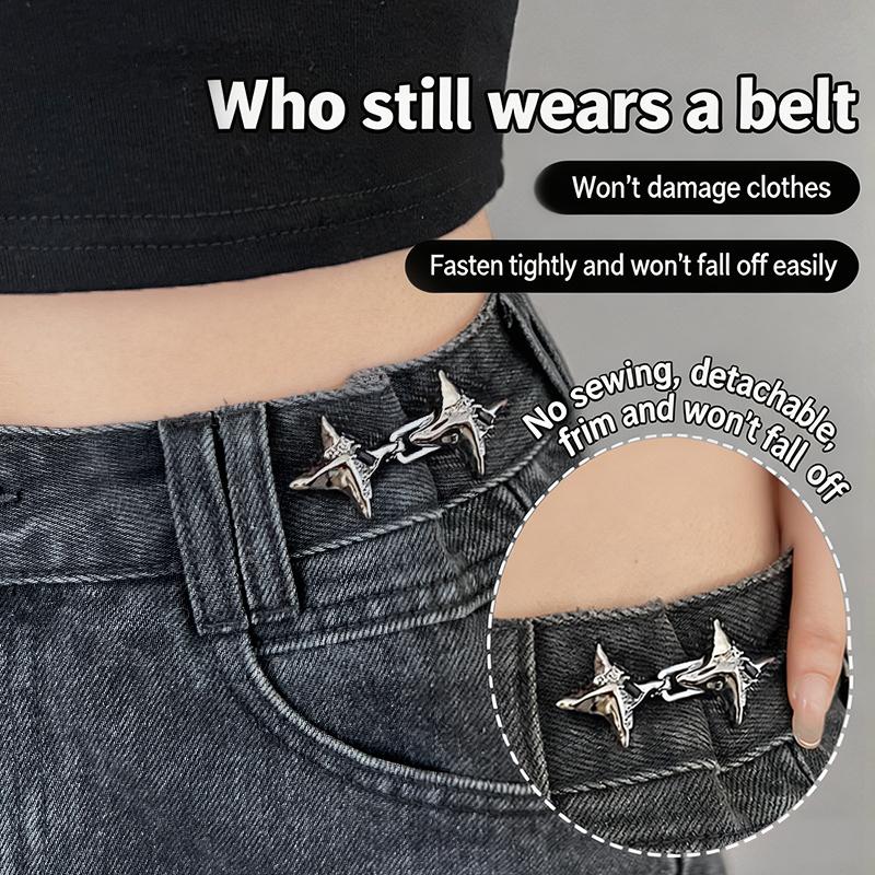 Jeans - 【IIOO】Temperament Vierpuntige ster Taille-aanspanningshulpmiddel Verstelbare taillegesp
