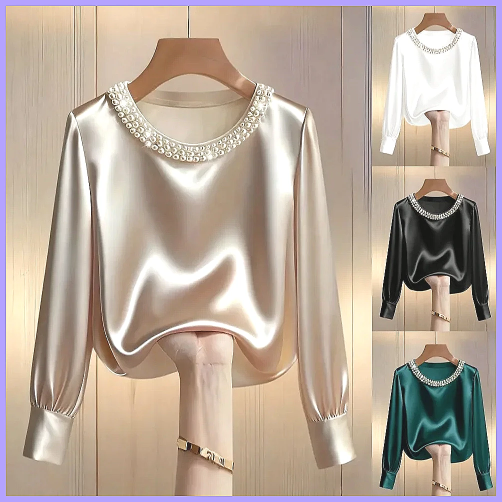 Blouses - Elegante satijnen blouse met kralen voor
