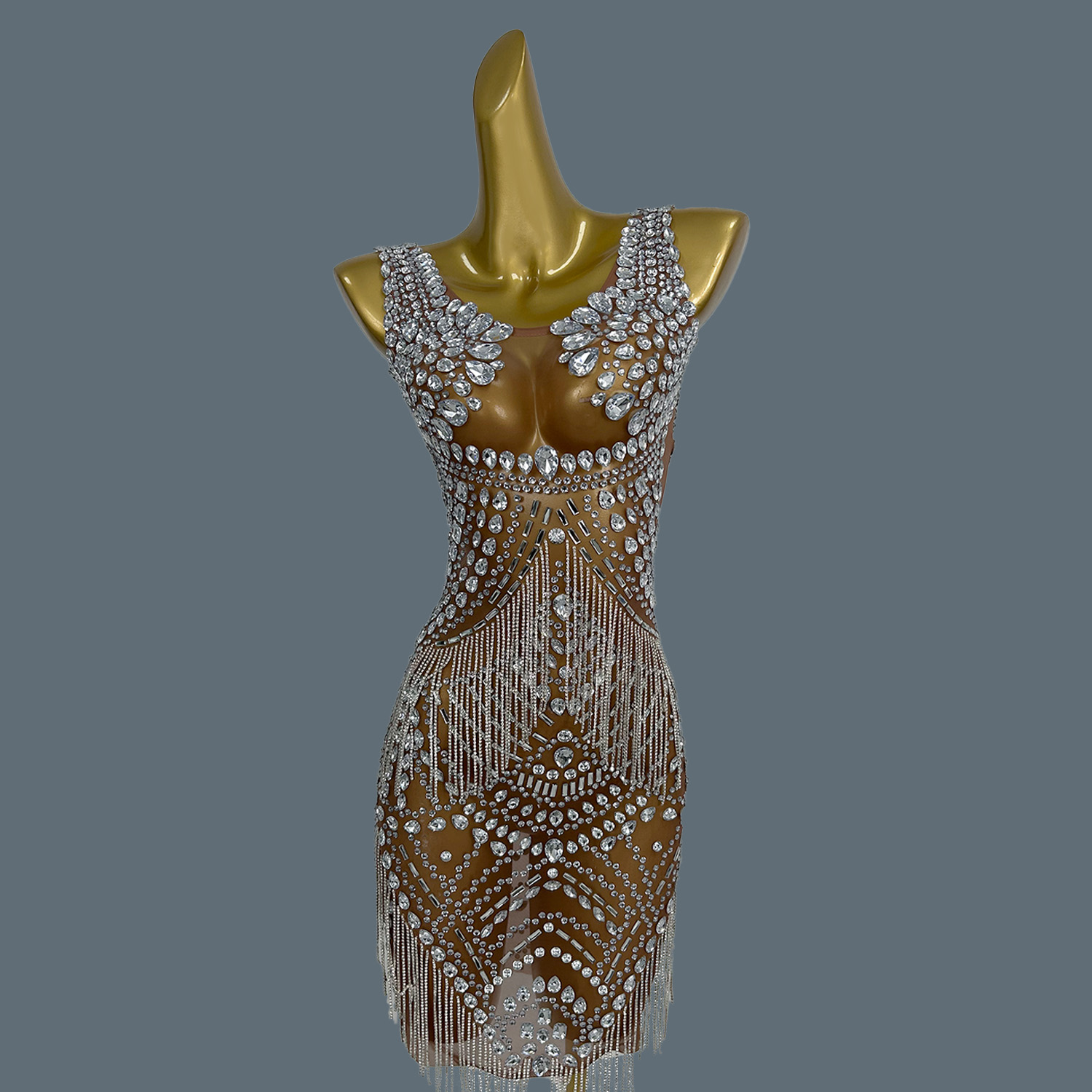 Sparkly Rhinestone Club Party Dress - Sexy avondjurken voor vrouwen, formele, sprankelende,