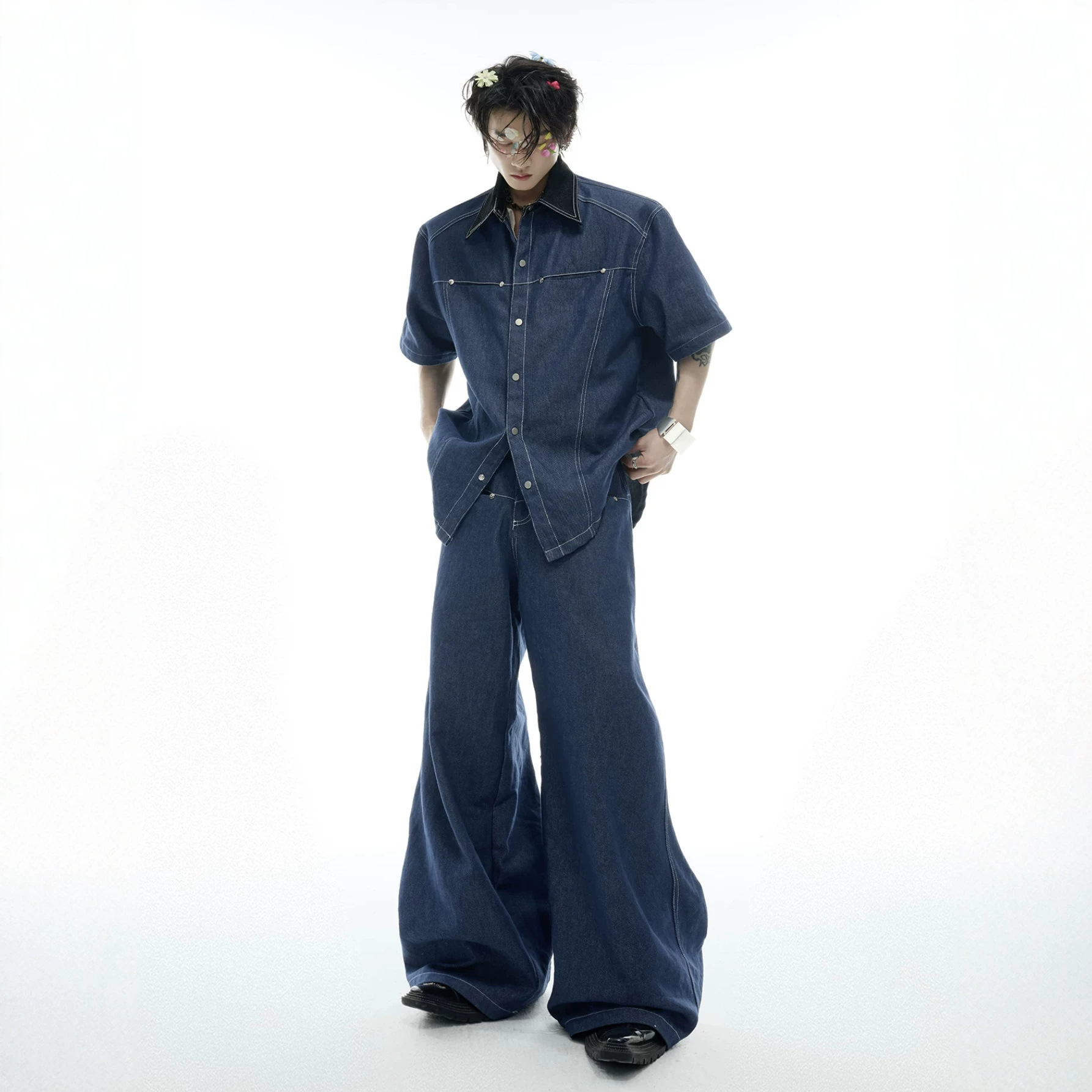 Jeans - Zomer heren denim set, Amerikaanse mode,