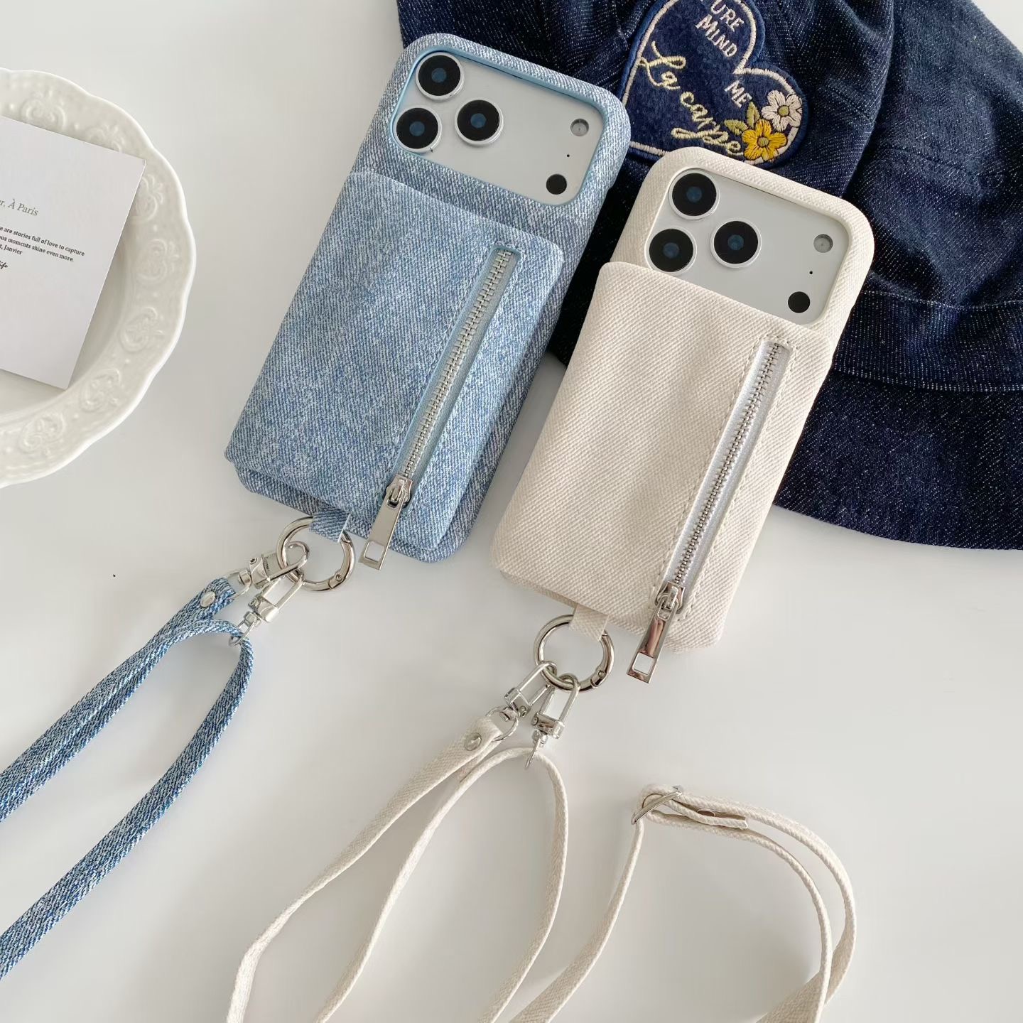 Jeans - Jeans rits geld portemonnee kaarthoesje voor
