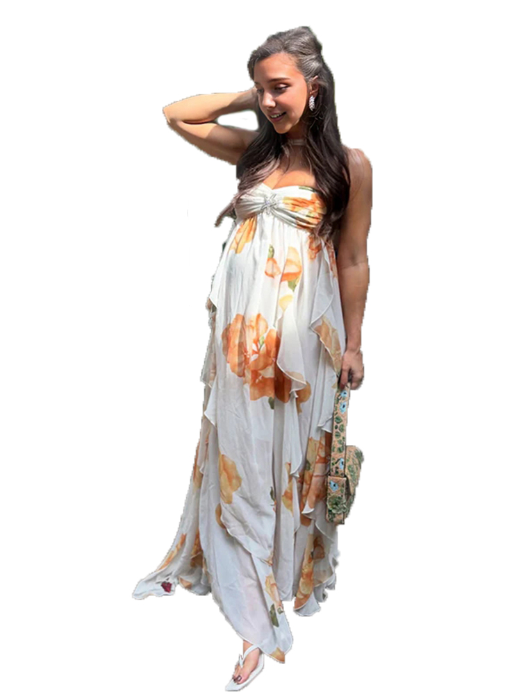 Boho Summer Beach Maxi Dress - Boho bloemen moederschap fotoshoot jurk strand