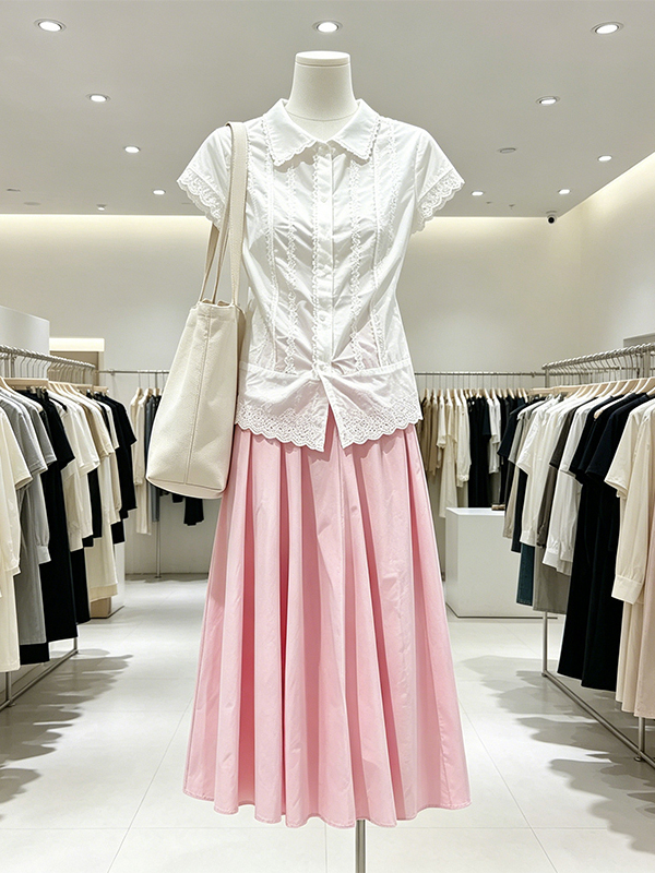 Korean Style A Line Shirt Dress - Elegante plus size zomerset voor dames: