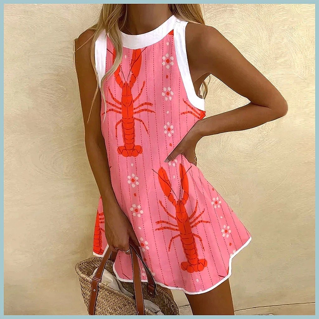 Dresses - Mouwloze damesjurk met ananasprint - Casual