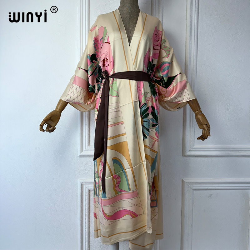Boho Summer Beach Maxi Dress - WINYI Zomerprint Midden-Oosten Kimono Strandjurk Elegante