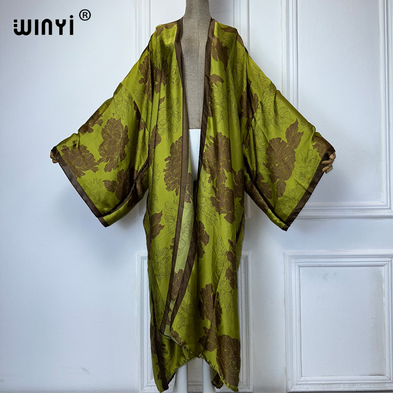 Boho Summer Beach Maxi Dress - WINYI Afrika boho print Kimono's lange