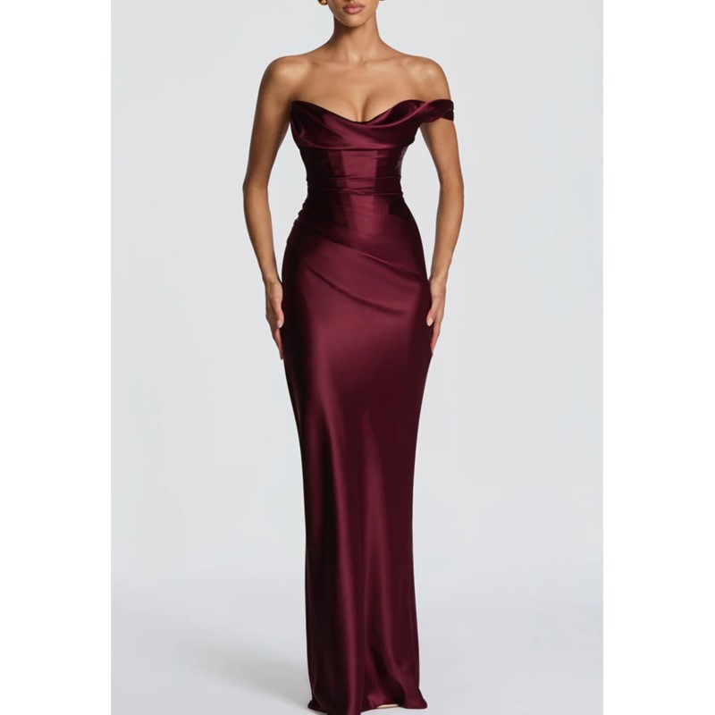 Elegant Satin Evening Gown Split - Sexy slanke satijnen jurk, elegant chic,