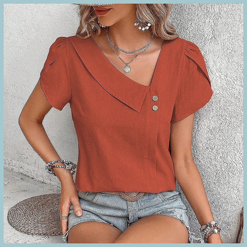 Blouses - Zomerblouse 2024 in effen kleur voor