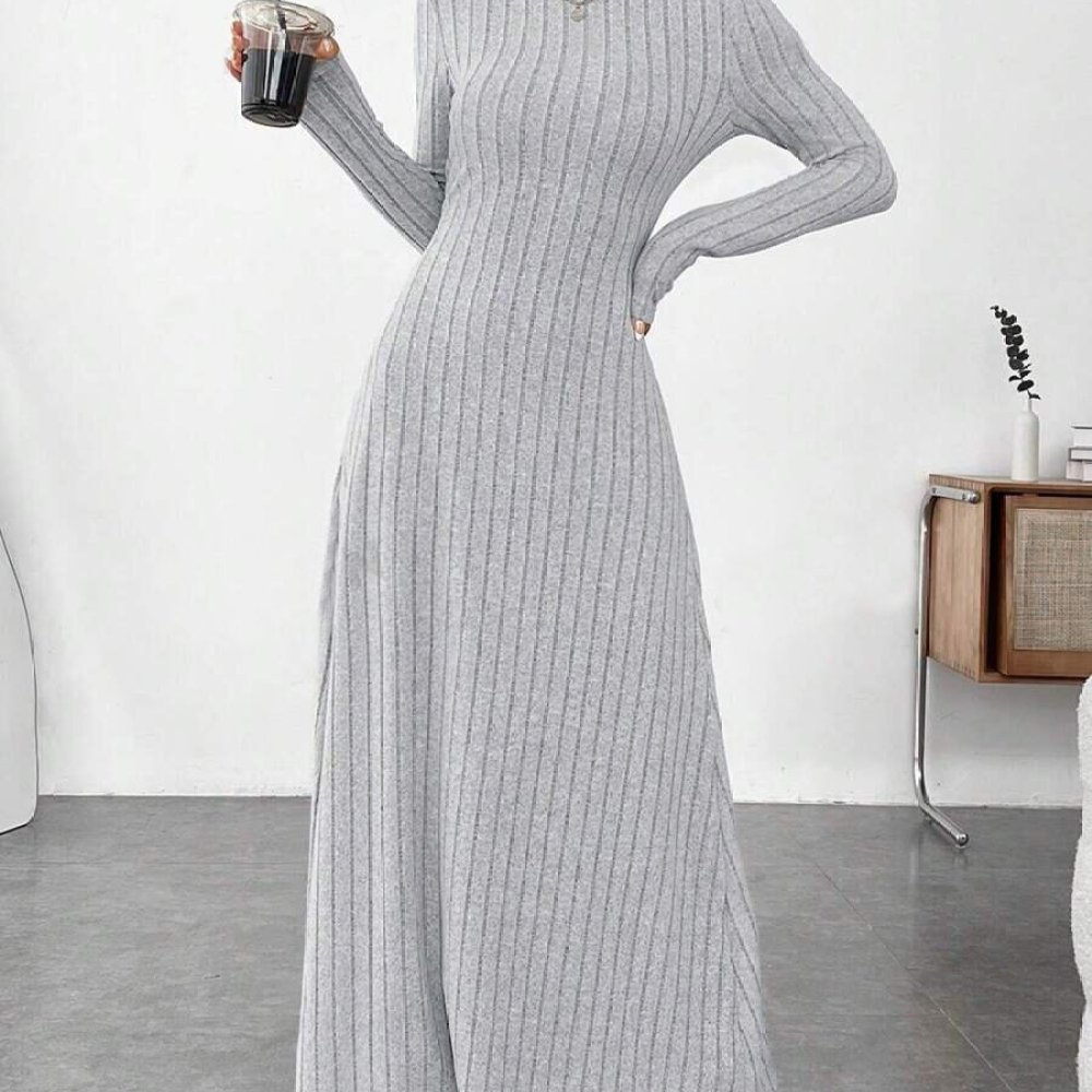 Elegante herfstjurk met hoge k - Bodycon Long Sleeve Ribbed Dress recensie en prijs