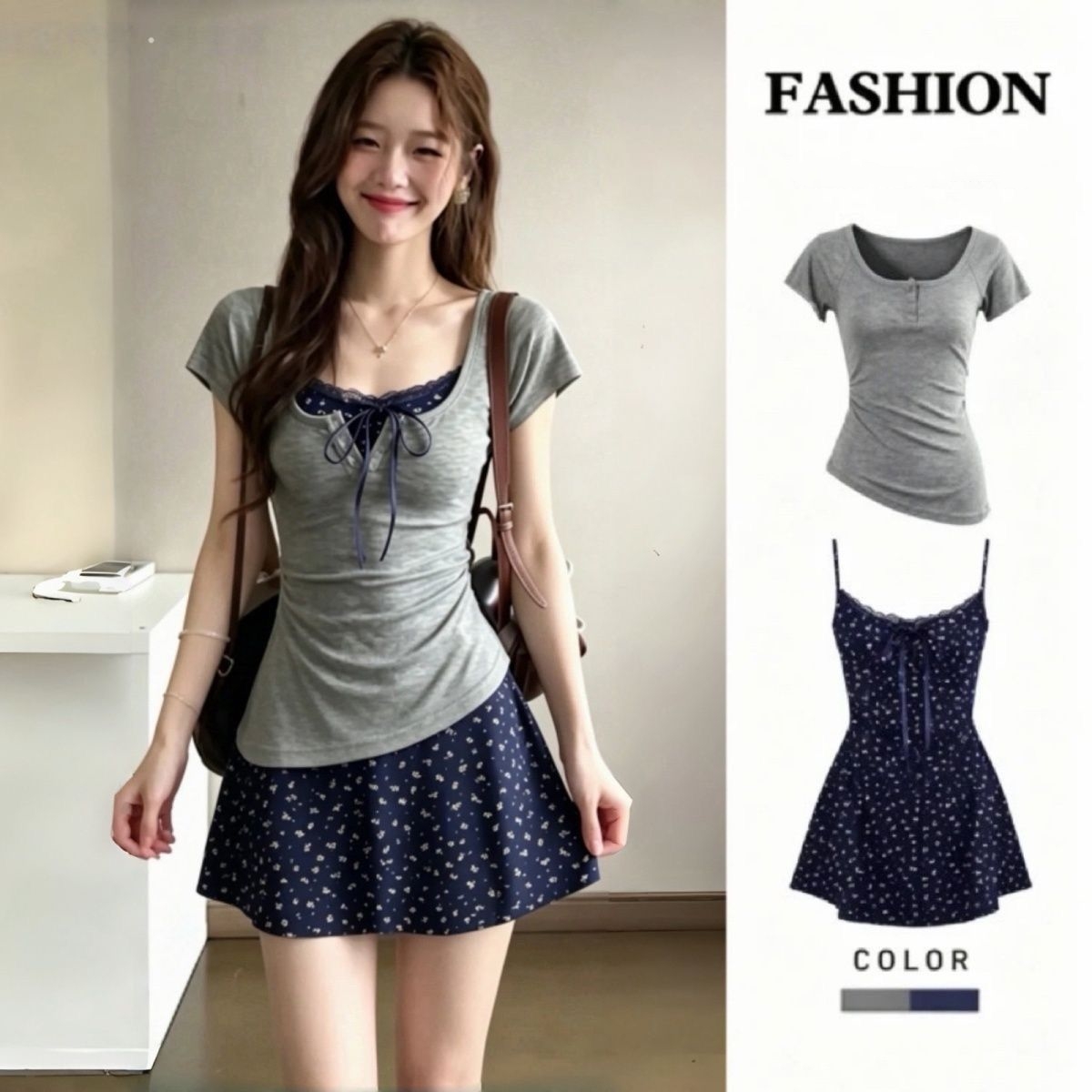 Vrouwen Franse Graceful Slim L - Korean Style A Line Shirt Dress recensie en prijs