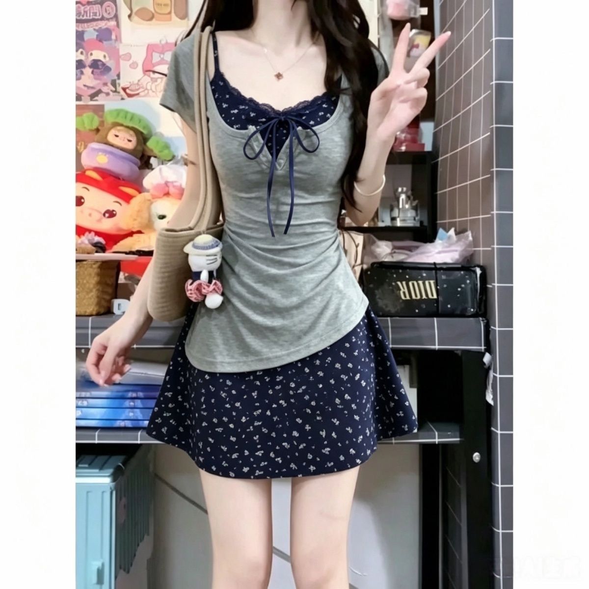 Vrouwen Franse Graceful Slim L - Korean Style A Line Shirt Dress recensie en prijs
