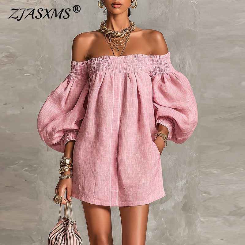 2026 Zomer Nieuwe Off Schouder - Off Shoulder Puff Sleeve Sundress recensie en prijs