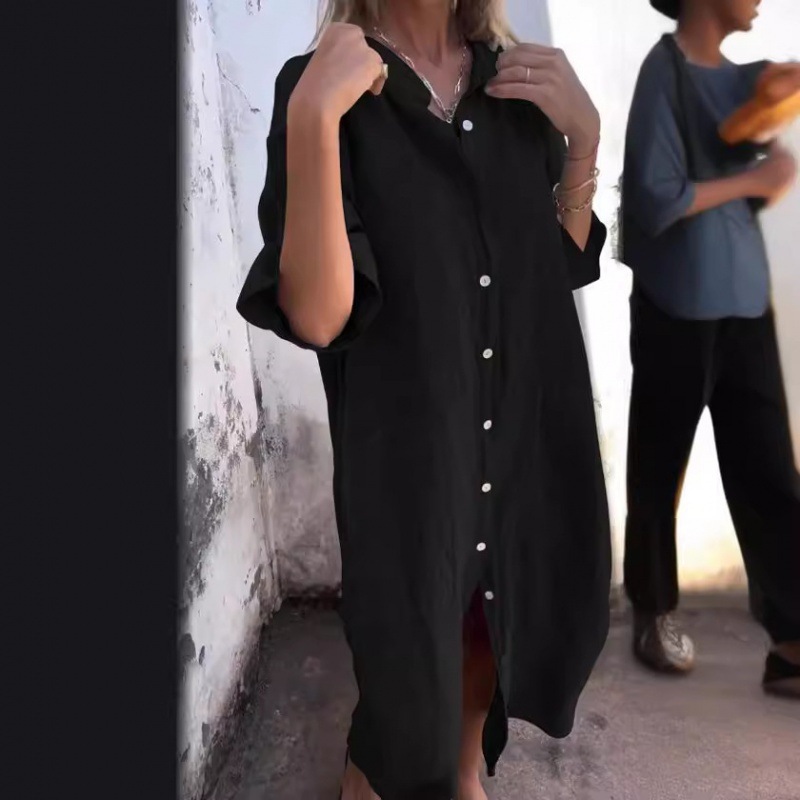 2026 Dames Old Money Shirtjurk - Casual Loose Linen Shirt Dress recensie en prijs