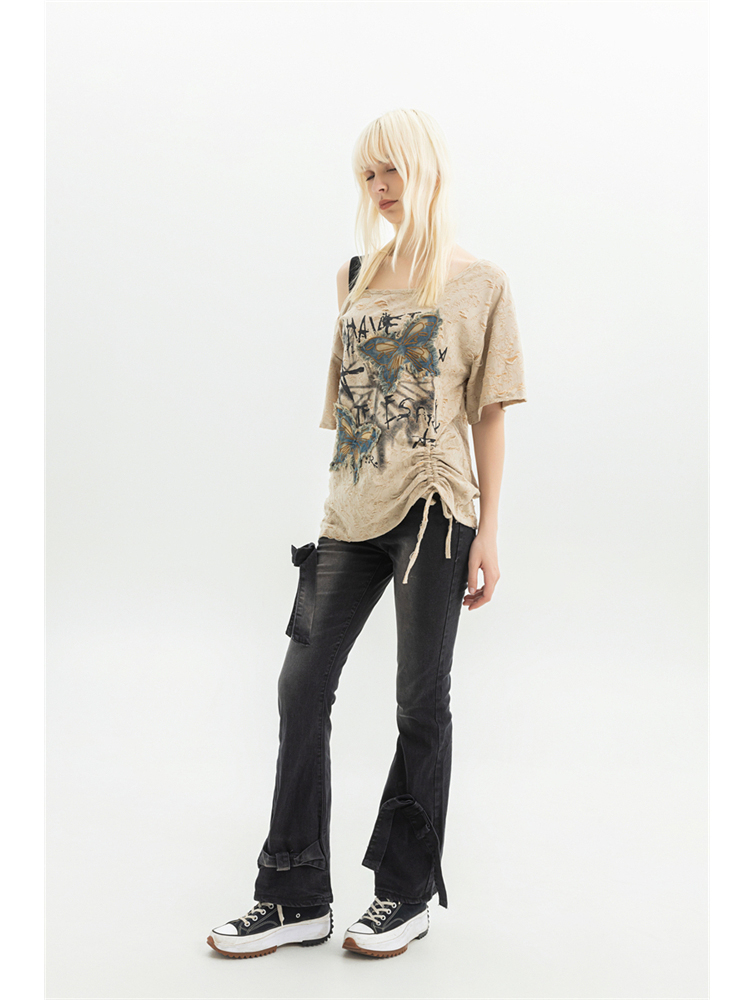 Dames Zwart Gothic Bow Flare J - Jeans recensie en prijs