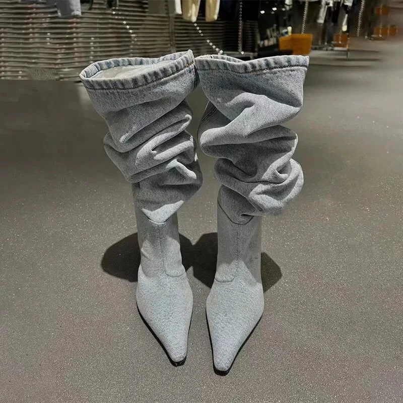 Hoge hak lange buis over de kn - Jeans recensie en prijs