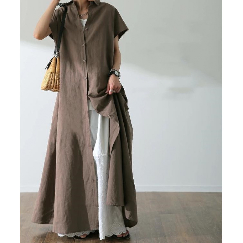 Loszittende grote maat katoene - Casual Loose Linen Shirt Dress recensie en prijs
