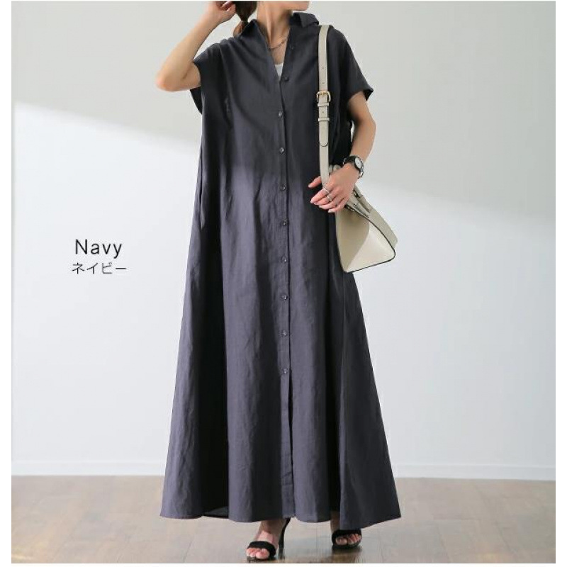 Loszittende grote maat katoene - Casual Loose Linen Shirt Dress recensie en prijs
