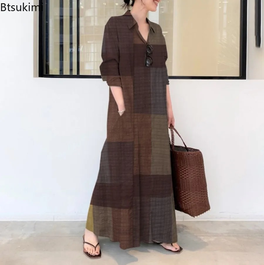 Mode Nieuwe Shirtjurk Dames Co - Casual Loose Linen Shirt Dress recensie en prijs