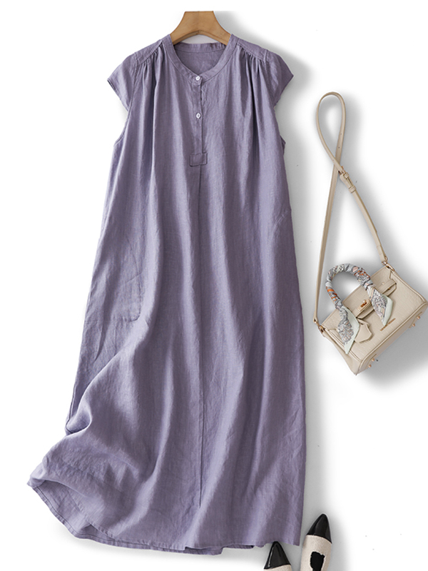 Zomerjurk van puur katoenen li - Casual Loose Linen Shirt Dress recensie en prijs