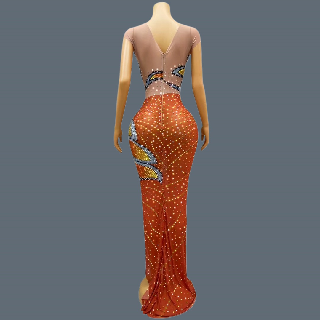 Dames mouwloze mesh maxi-jurk  - Sparkly Rhinestone Club Party Dress recensie en prijs