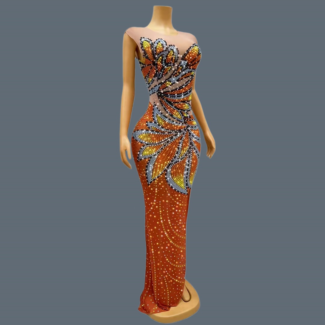 Dames mouwloze mesh maxi-jurk  - Sparkly Rhinestone Club Party Dress recensie en prijs