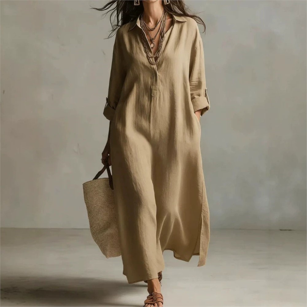 Dames Vintage Linnen Shirtjurk - Casual Loose Linen Shirt Dress recensie en prijs