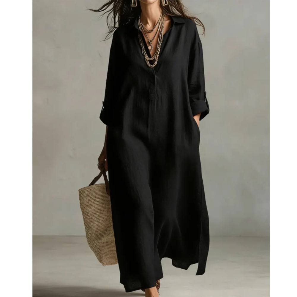 Dames Vintage Linnen Shirtjurk - Casual Loose Linen Shirt Dress recensie en prijs