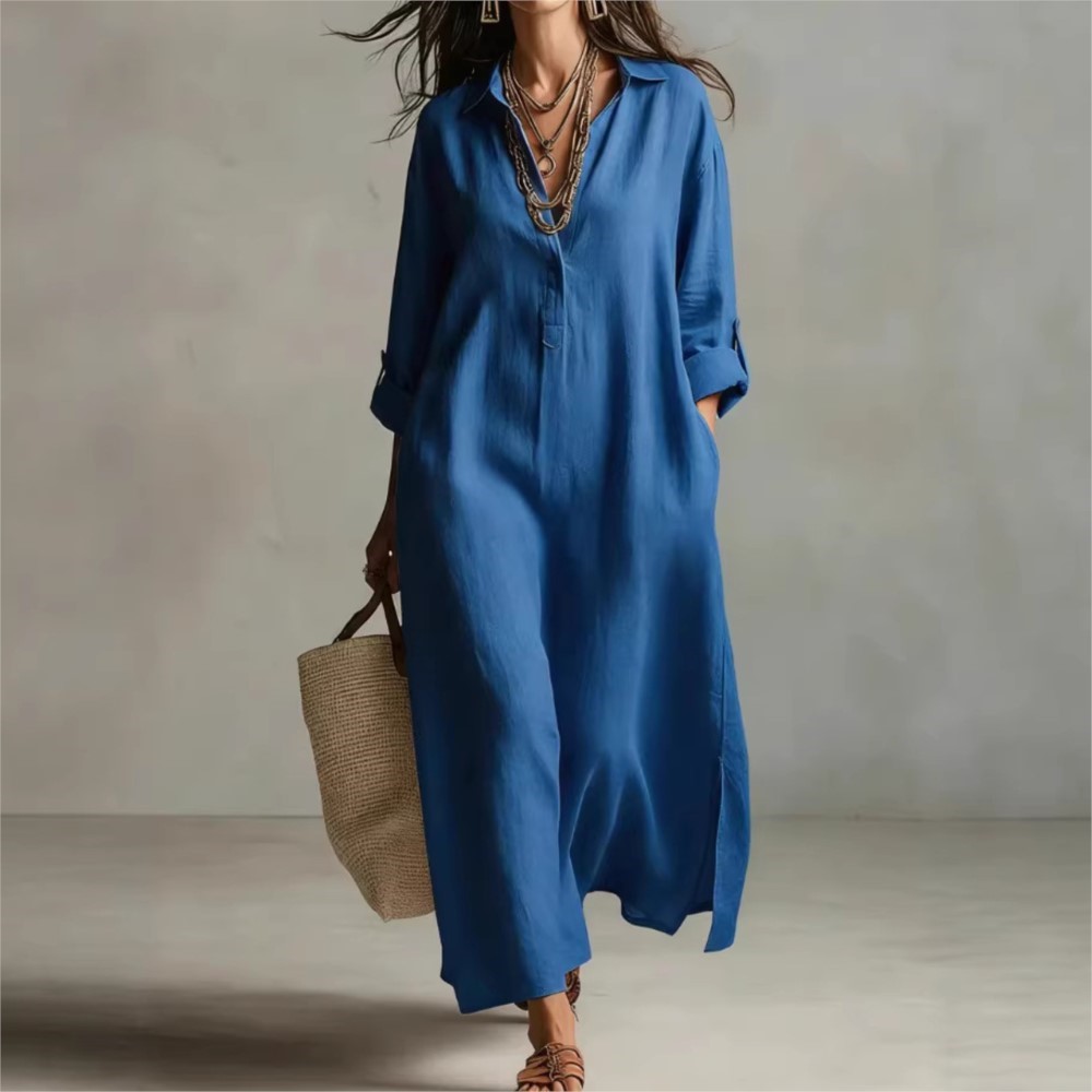Dames Vintage Linnen Shirtjurk - Casual Loose Linen Shirt Dress recensie en prijs