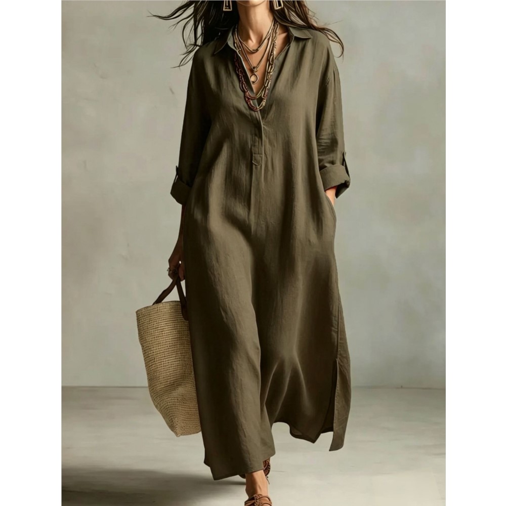 Dames Vintage Linnen Shirtjurk - Casual Loose Linen Shirt Dress recensie en prijs