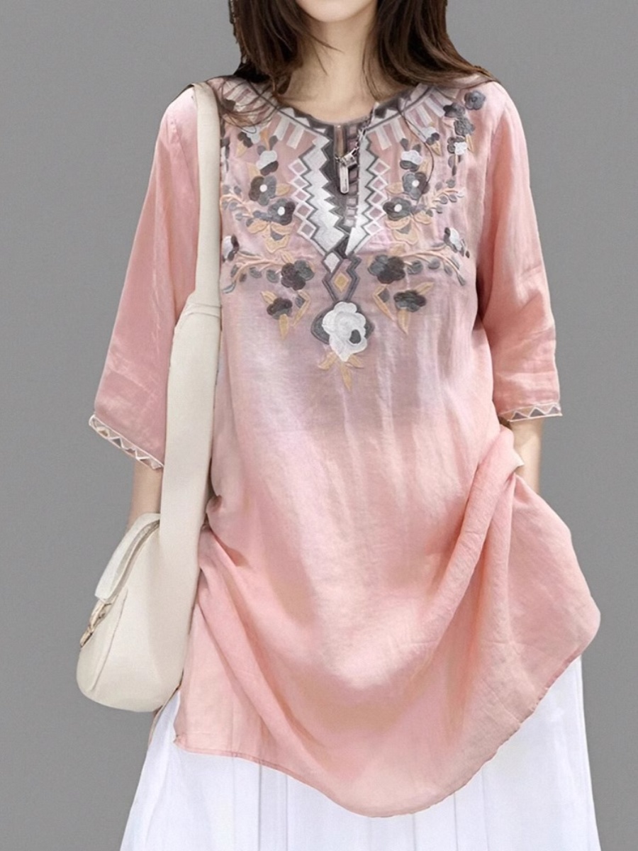 Elegante geborduurde linnen sh - Casual Loose Linen Shirt Dress recensie en prijs