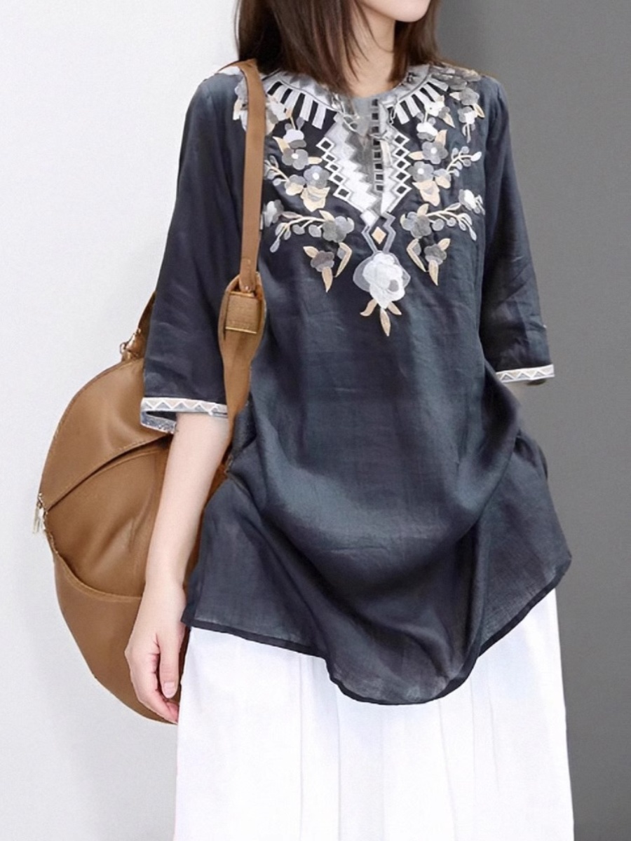 Elegante geborduurde linnen sh - Casual Loose Linen Shirt Dress recensie en prijs