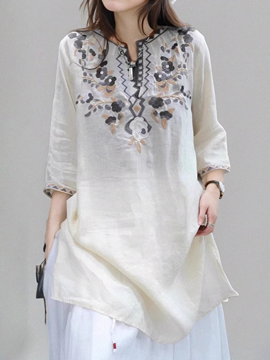 Elegante geborduurde linnen sh - Casual Loose Linen Shirt Dress recensie en prijs