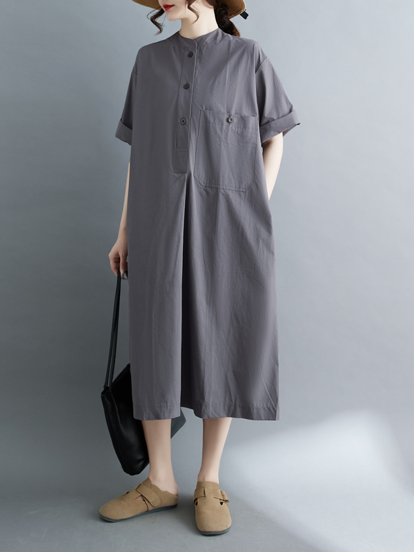 Relaxte katoenen linnen midi-j - Casual Loose Linen Shirt Dress recensie en prijs