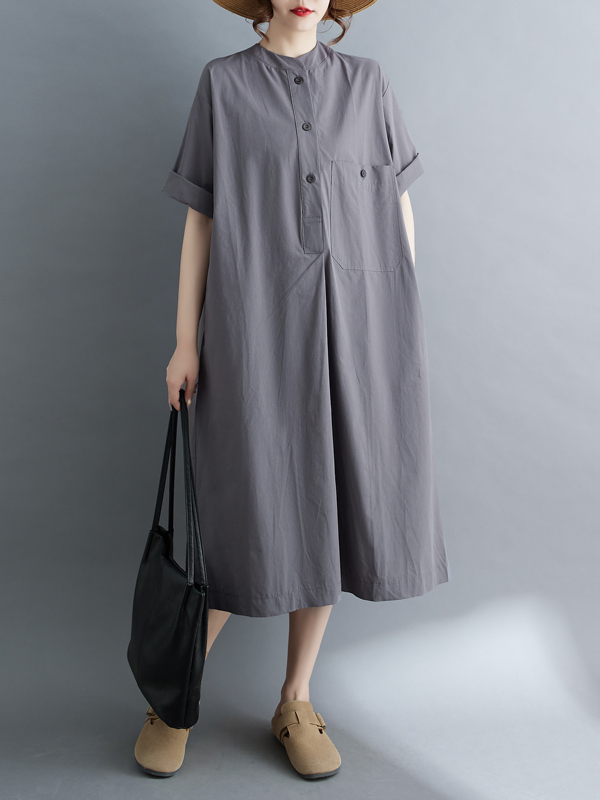 Relaxte katoenen linnen midi-j - Casual Loose Linen Shirt Dress recensie en prijs