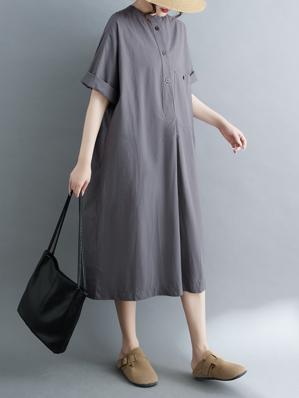 Relaxte katoenen linnen midi-j - Casual Loose Linen Shirt Dress recensie en prijs