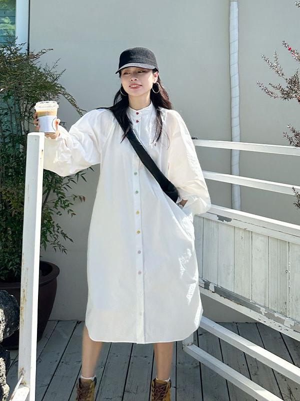 Plus Size Damesjurk met lange  - Korean Style A Line Shirt Dress recensie en prijs