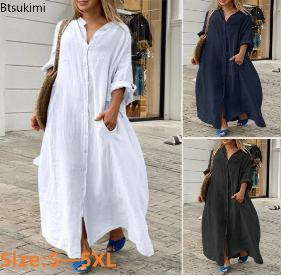 2026 Dames Casual Katoenen Lin - Casual Loose Linen Shirt Dress recensie en prijs