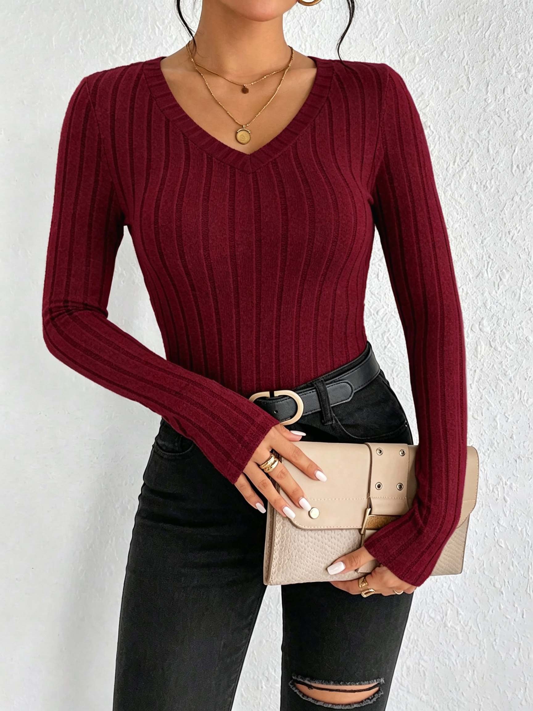 Dames effen geribbelde gebreid - Blouses recensie en prijs