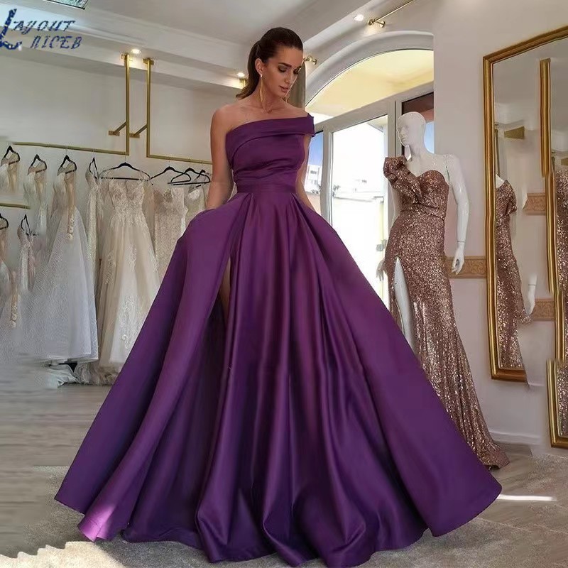 Elegante off-shoulder satijnen - Elegant Satin Evening Gown Split recensie en prijs