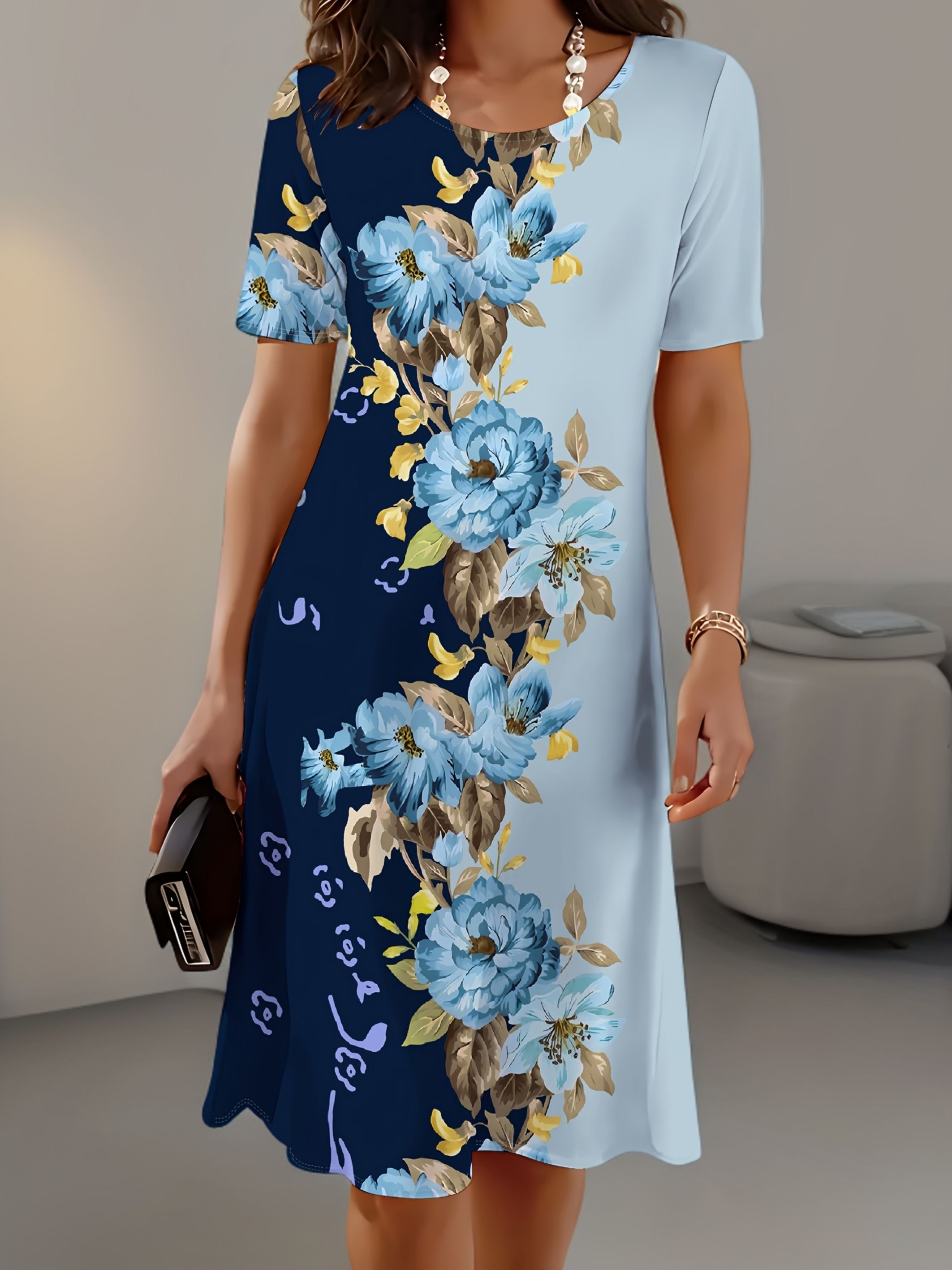 Nieuwe dames slanke zomerjurk  - French Vintage Floral Midi Dress recensie en prijs