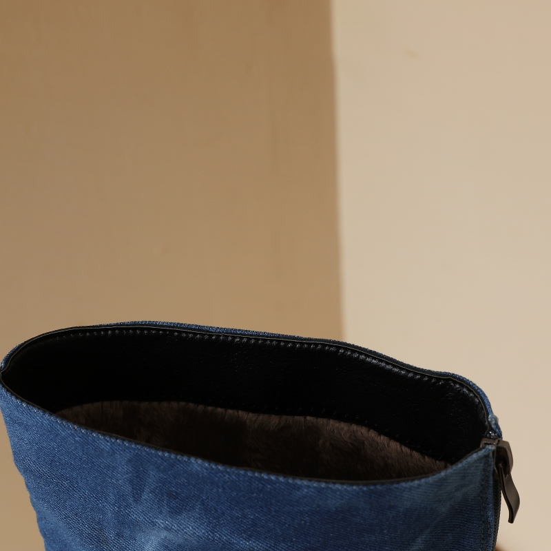 Blauwe Jeans Kniehoge Laarzen  - Jeans recensie en prijs