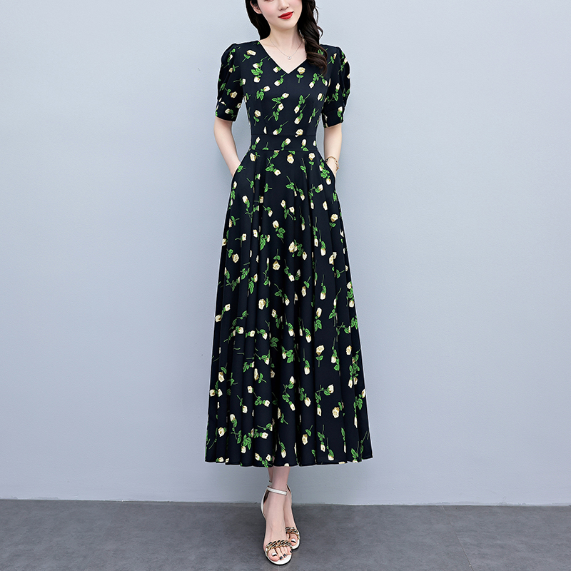 Zomerjurk met korte mouwen, bo - French Vintage Floral Midi Dress recensie en prijs