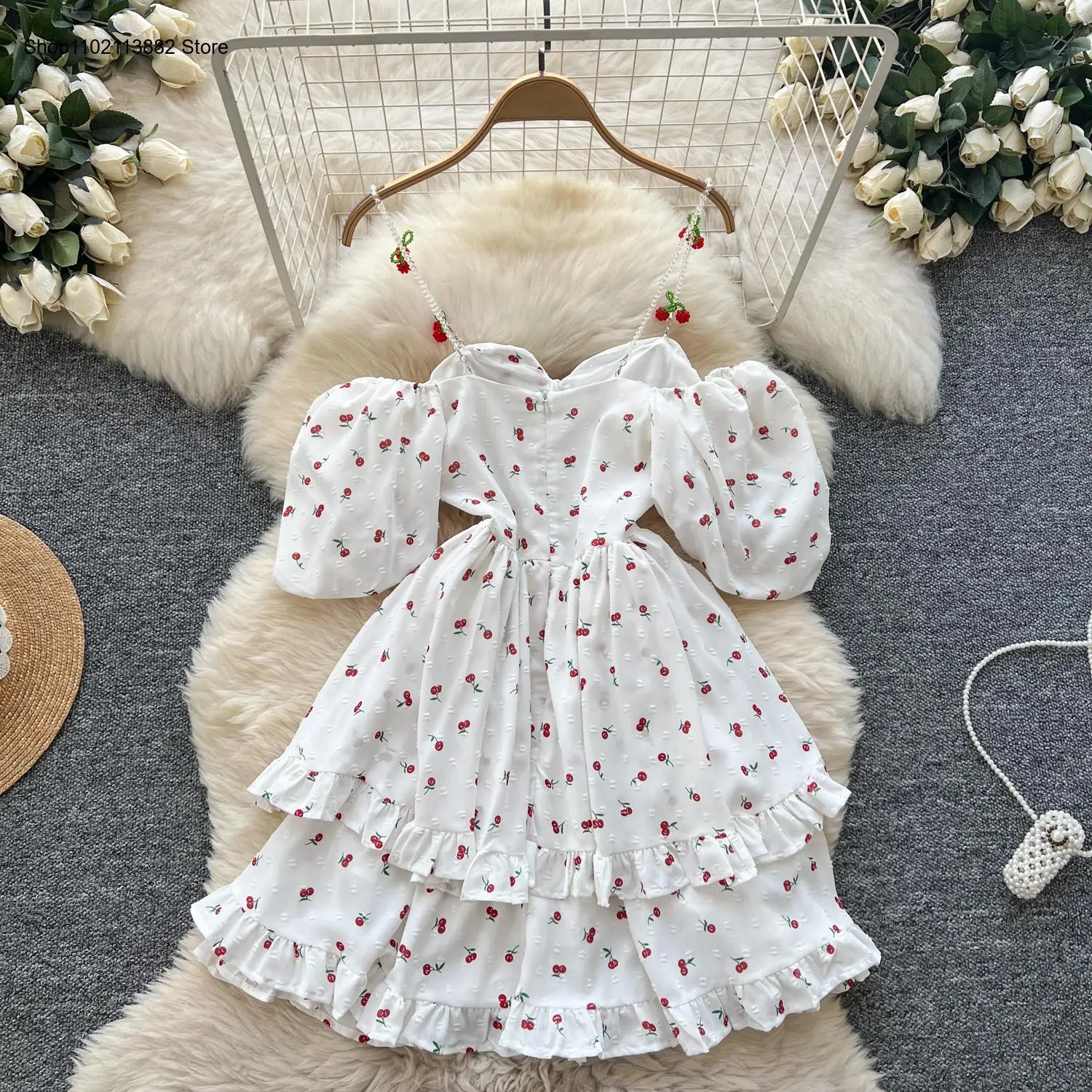Pofmouwen Off-shoulder print z - Off Shoulder Puff Sleeve Sundress recensie en prijs