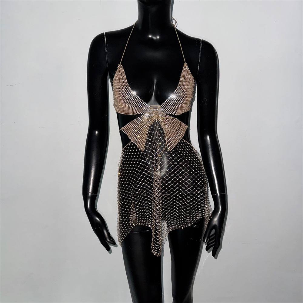 Sexy gouden strass mesh jurkje - Sparkly Rhinestone Club Party Dress recensie en prijs
