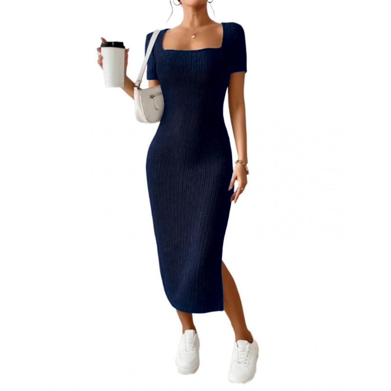 Vintage geribbelde gebreide mi - Bodycon Long Sleeve Ribbed Dress recensie en prijs