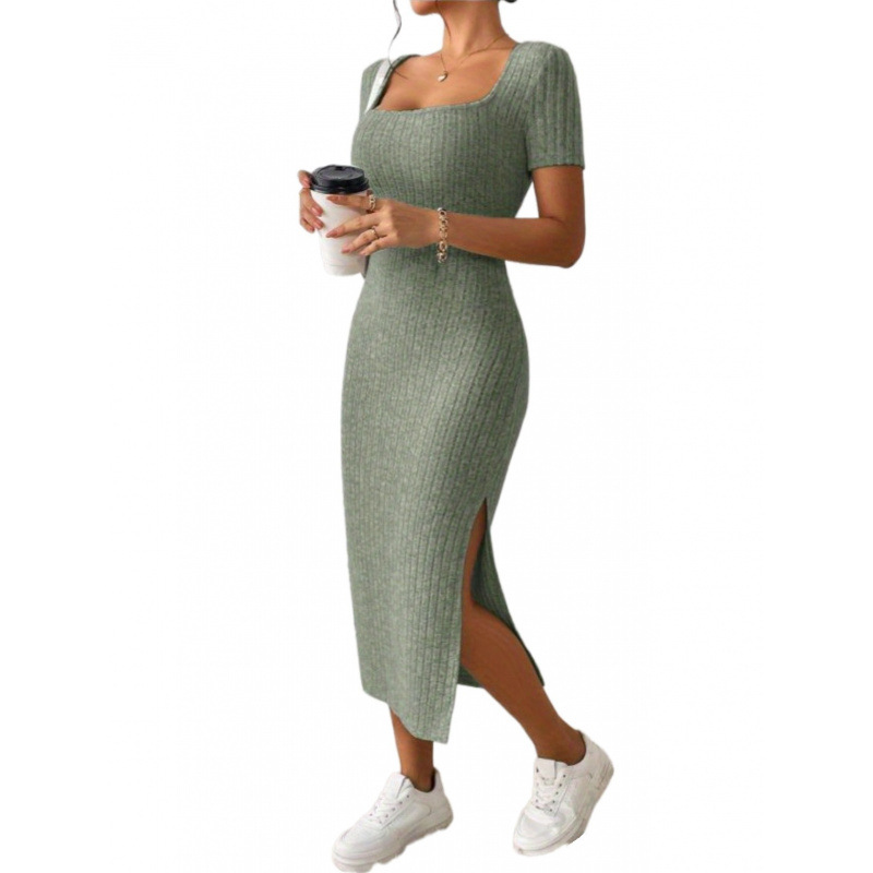 Vintage geribbelde gebreide mi - Bodycon Long Sleeve Ribbed Dress recensie en prijs