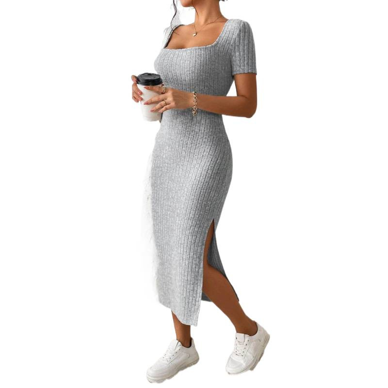 Vintage geribbelde gebreide mi - Bodycon Long Sleeve Ribbed Dress recensie en prijs