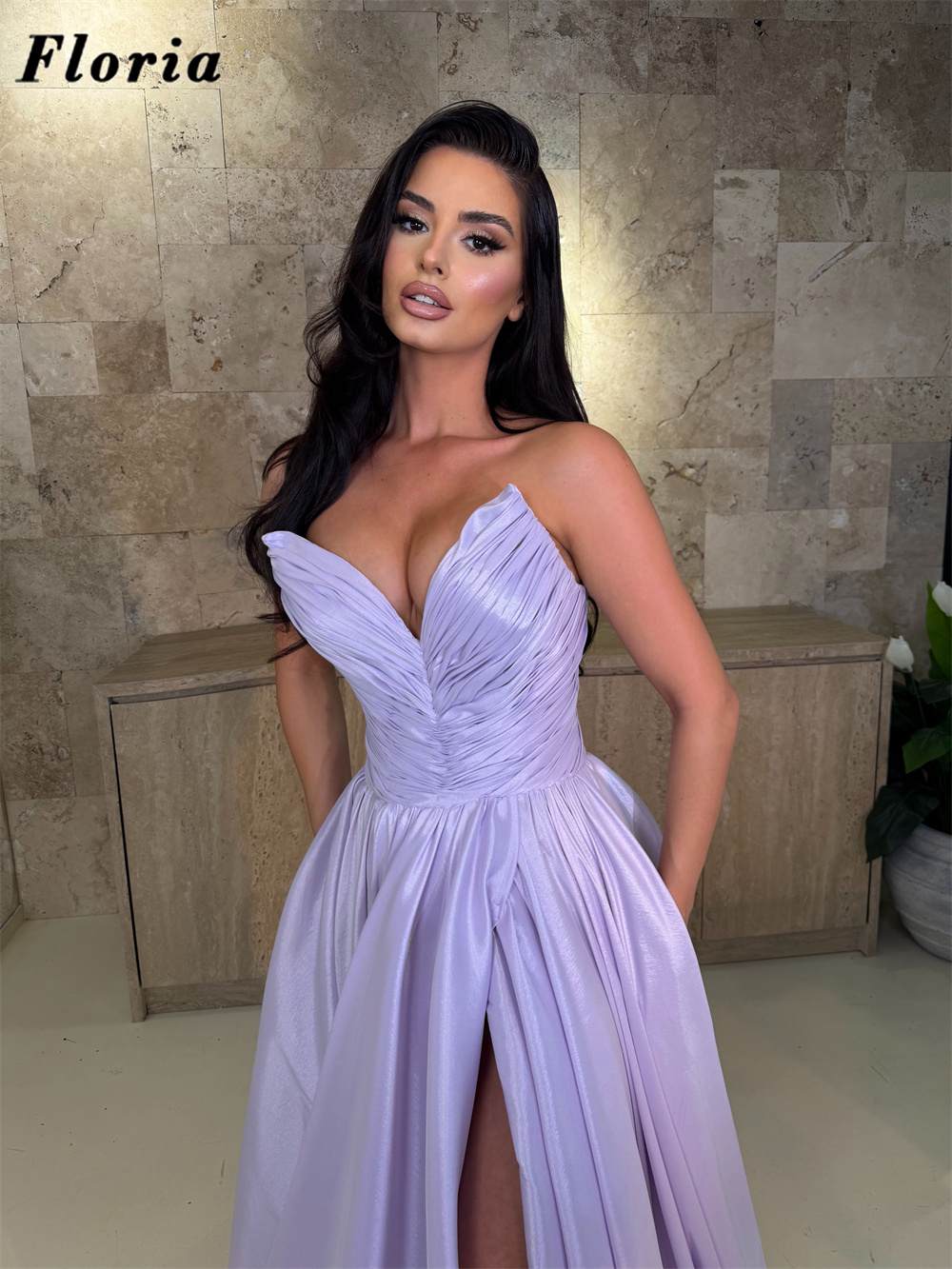 Lila elegante driedelige galaj - Elegant Satin Evening Gown Split recensie en prijs